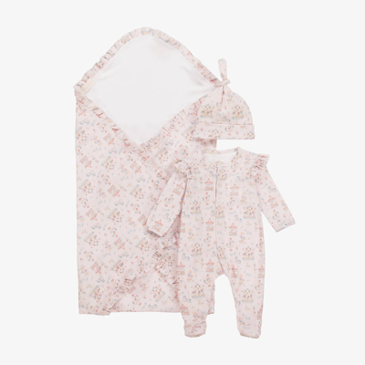 Shop My Little Pie Girls Pink Supima Cotton Bonbon Print Babysuit Set