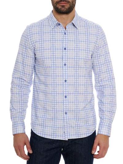 Shop Robert Graham Port Of Call Motion Long Sleeve Knit Shirt In Blue