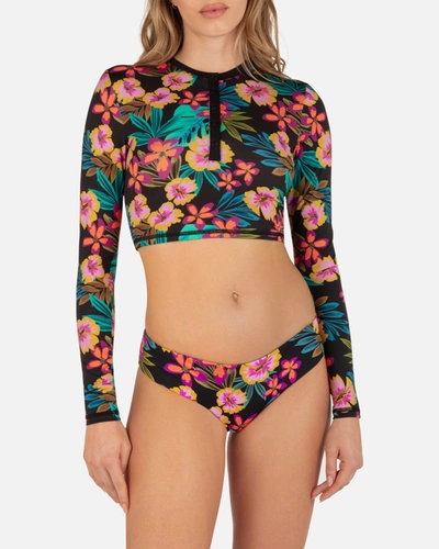 Shop Inmocean Women's Fiji Fantasy Crop Long Sleeve Rashguard In Floral Print