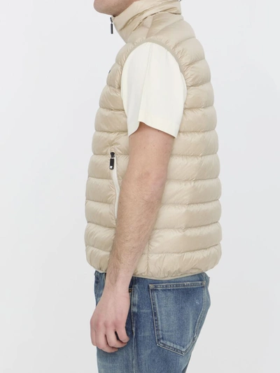 Shop Palm Angels Padded Vest With Logo In Beige