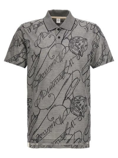 Shop Berluti 'gradient Scritto' Polo Shirt In Gray