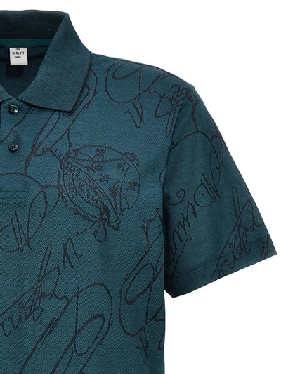 Shop Berluti 'gradient Scritto' Polo Shirt In Blue