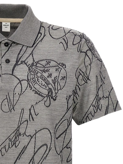 Shop Berluti 'gradient Scritto' Polo Shirt In Gray