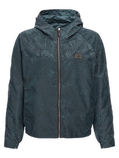 Shop Berluti 'scritto' Hooded Jacket In Blue