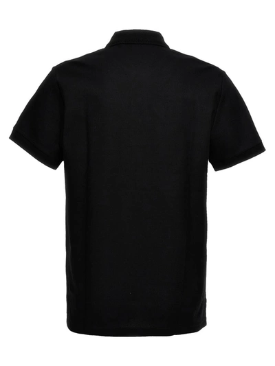 Burberry Logo Embroidered Straight Hem Cotton Polo Shirt In Black
