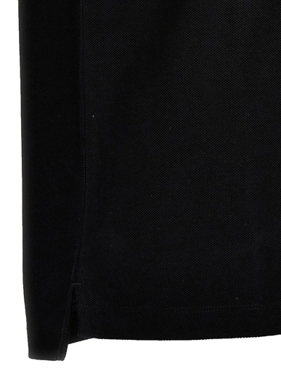Burberry Logo Embroidered Straight Hem Cotton Polo Shirt In Black