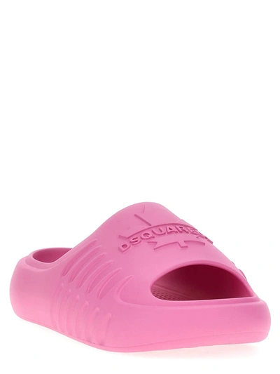 Dsquared2 Logo-embossed Open-toe Slides In Pink