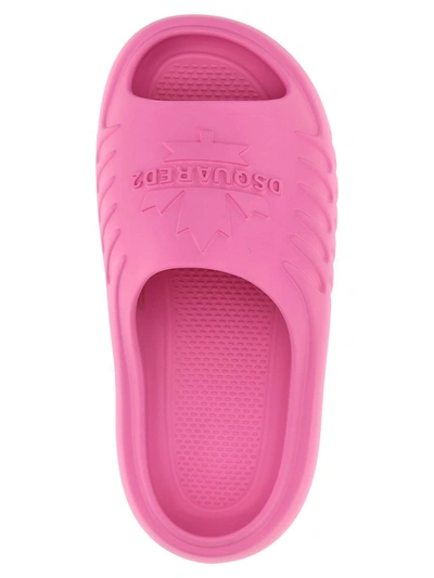 Dsquared2 Logo-embossed Open-toe Slides In Pink