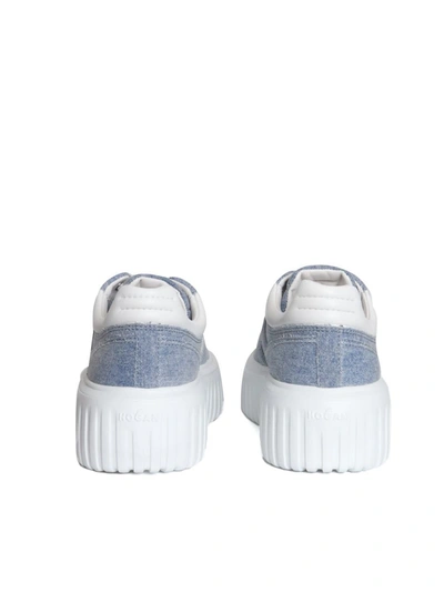 Hogan Logo-patch Denim Platform Sneakers In Blue
