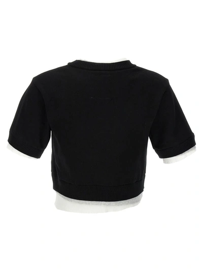 Shop Miharayasuhiro Maison Mihara Yasuhiro Contrast Insert Cropped Sweater In White/black