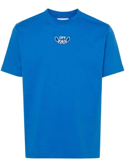Shop Off-white Bandana Arrow Cotton T-shirt In Nautical Blue White