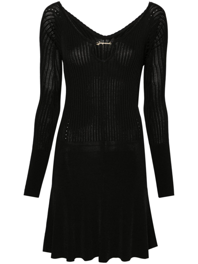 Shop Jacquemus Pralu Logo-plaque Ribbed Dress - Women's - Polyester/viscose In Black