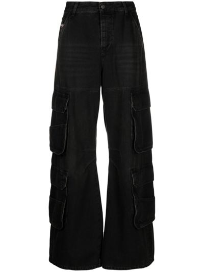 Shop Diesel D-sire Wide-leg Cargo Jeans - Women's - Cotton In Black