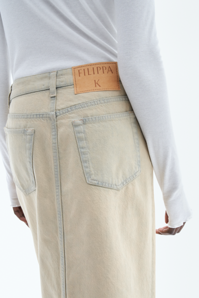 Filippa K Long Slit Denim Skirt In Beige