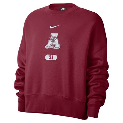 Shop Nike Alabama  Women's College Crew-neck Sweatshirt In Red