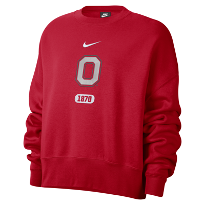 Shop Nike Ohio State  Women's College Crew-neck Sweatshirt In Red