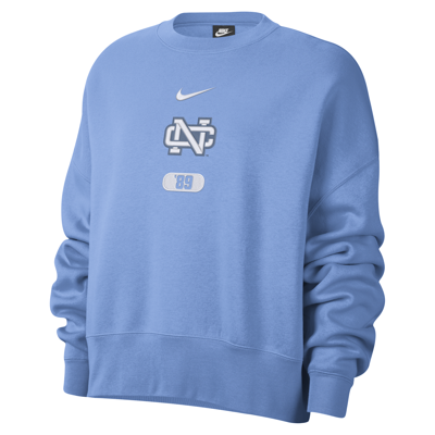Shop Nike Unc  Women's College Crew-neck Sweatshirt In Blue
