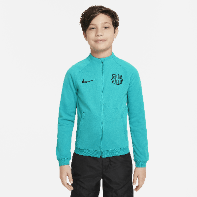 Shop Nike Fc Barcelona Academy Pro Third Big Kids'  Soccer Knit Jacket In Green