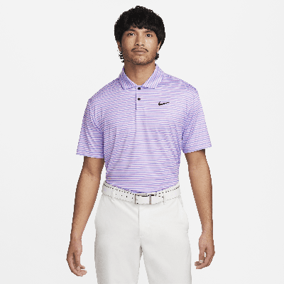 Shop Nike Men's Tour Dri-fit Striped Golf Polo In Purple