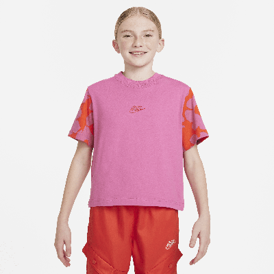 Shop Nike Sportswear Big Kids' (girls') Boxy T-shirt In Red