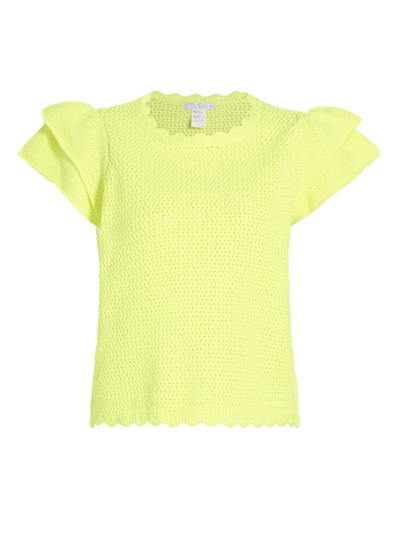 Shop Design History Women's Knit Ruffled Short-sleeve Top In Clover