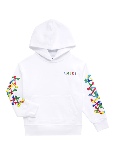 Shop Amiri Little Kid's & Kid's Bone Graphic Hoodie In White