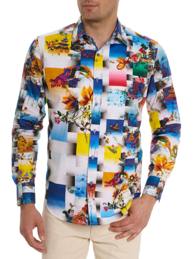 Shop Robert Graham Men's Koa Abstract Print Woven Shirt In Neutral
