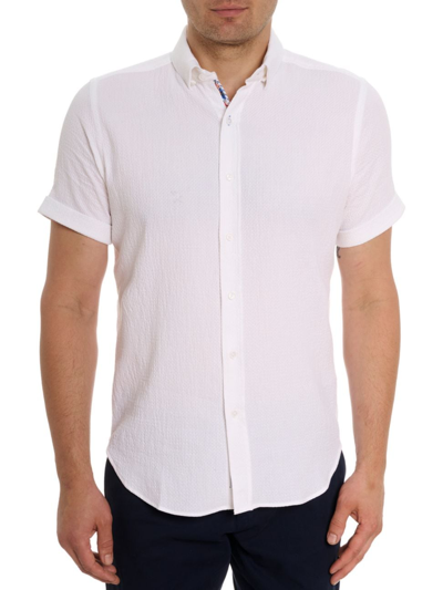 Shop Robert Graham Men's Reid Cotton Button-front Shirt In White