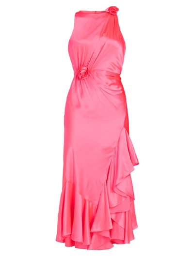 Shop Cinq À Sept Women's Cates Asymmetric Silk Dress In Electric Pink