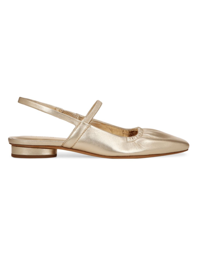 Shop Vince Women's Venice Metallic Leather Slingback Flats In Champagne Gold