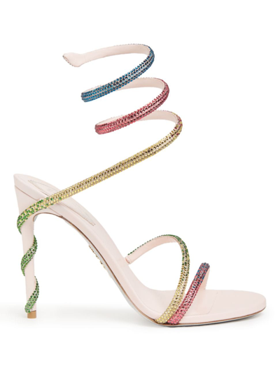 Shop René Caovilla Women's 100mm Satin & Crystal Sandals In Pink