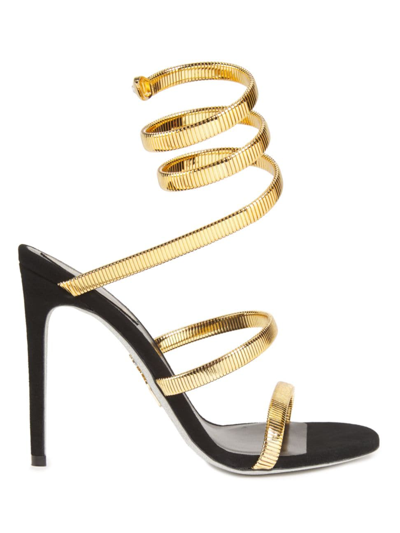 Shop René Caovilla Women's 100mm Metallic Suede Sandals In Black