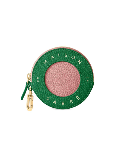 Shop Maison De Sabre Women's Leather Coin Purse In Emerald Lily