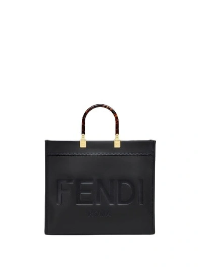 Shop Fendi Back Sunshine Medium Shopper Bag In Black