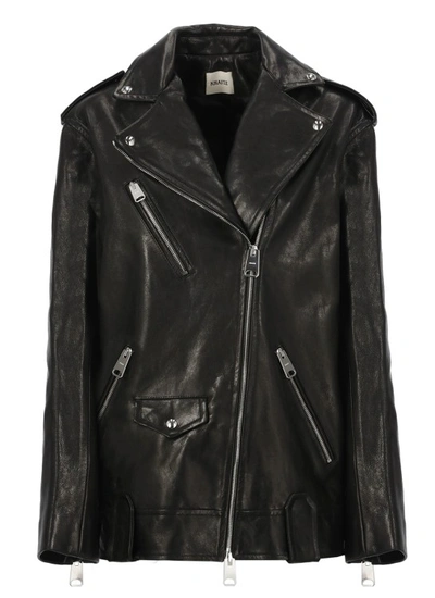 Shop Khaite Black Leather Jacket