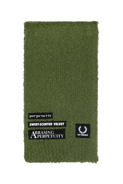 Shop Raf Simons Green Fluffy Knit Scarf