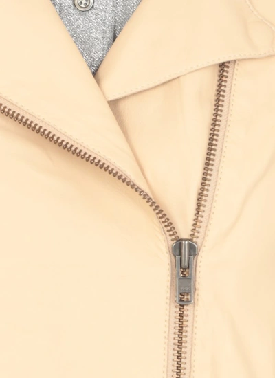 Shop Bully Beige Leather Jacket In Neutrals