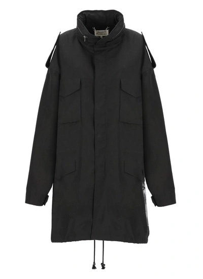 Shop Maison Margiela Black Coat With Zip