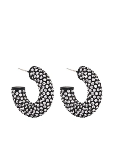 Shop Amina Muaddi Cameron Hoop Mini Crystal Earrings In Not Applicable