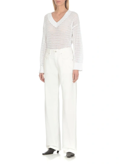 Shop Brunello Cucinelli Jeans With Destroyed Details In White