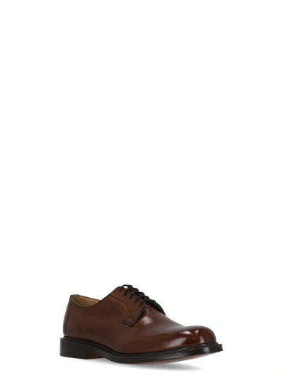 Shop Church's Brown Smooth Leather Lace Ups In Black