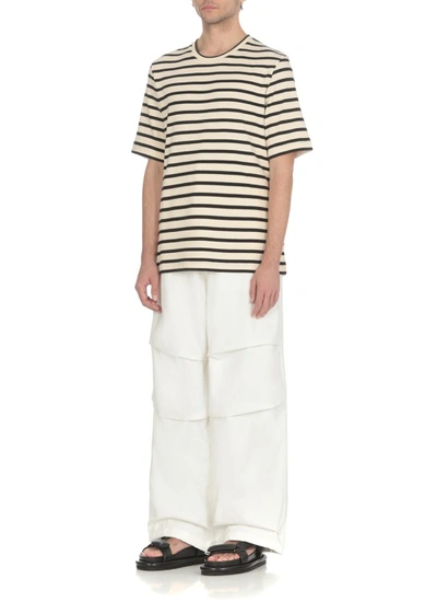 Shop Jil Sander Striped Cotton T-shirt In Neutrals