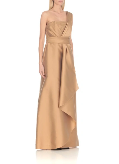 Shop Alberta Ferretti Dress With Drapping In Neutrals