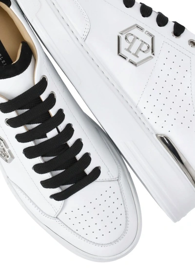 Shop Philipp Plein White Phillip Plein Leather Sneakers