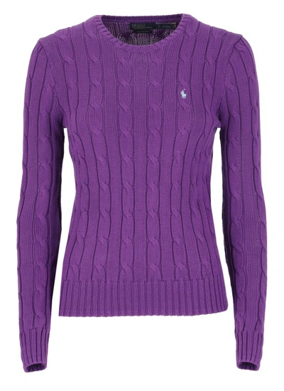Shop Polo Ralph Lauren Purple Cotton Sweater