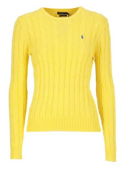 Shop Polo Ralph Lauren Yellow Cotton Sweater