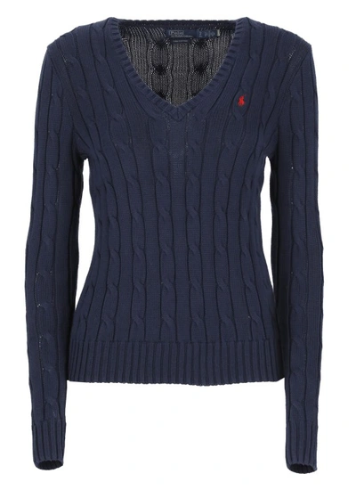 Shop Polo Ralph Lauren Blue Cotton Sweater