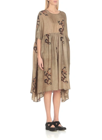Shop Uma Wang Green Wide Short Sleeves Dress In Brown