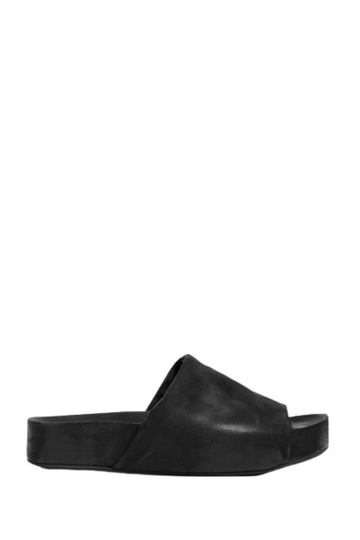 Shop Uma Wang Nubuck Slides In Black