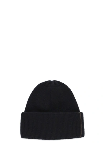 Shop Peserico Wool And Cashmere Beanie Cap In Black